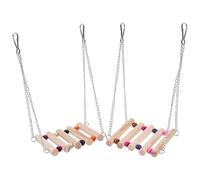 JECOMPRIS Wooden Parrot Swing Hanging Bridge and Mini Bell 2 Pcs with Stainless Steel Chain Playground for Climbing Bird for Birds Suitable inside The Cage Or Balcony Garden