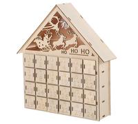 JECOMPRIS Wooden Refillable Advent Calendar with LED Lights, 24-day Christmas Countdown Tabletop Decor for Family Holiday Celebration, DIY Rustic Christmas Village Countdown Calendar 2026