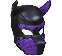 jecrizy Dog Head Masks Neoprene Puppy Hood, Neoprene Full Face Mask, Halloween Mask, Novelty Party Costume (Large, Purple)