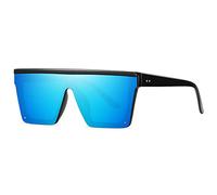 Jectieey Square Sunglasses for Women Men Fashion Sunglasses Flat Top Siamese Blinds UV Protection A08-Black/Ice Blue A08-Black/Ice Blue A08-Black/Ice Blue