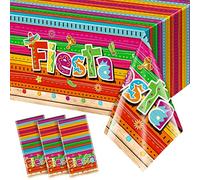 Jectivs 3 Pieces Mexican Fiesta Party Tablecloth Decorations,Plastic Cinco De Mayo Printed Table Cloth Table Cover for Fiesta Taco Night Birthday and Mexican Themed Party Supplies, 54 x 108 Inch