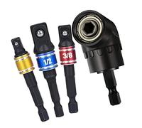 Jectse 105° Angled Bit with 360° Socket Adapters, 4Pcs Drill Adapter for Nut Screw