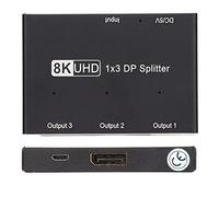 Jectse 1x3 DisplayPort Splitter, 8K 30Hz 4K 144Hz Triple MST SST Hub 1 in 3 Out Splitter with USB Powered, for Home Theater School Hotel Multi Monitor Setup