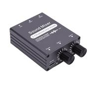 Jectse 2 Channel Mixer, 3.5mm 2 in 1 Out Sound Mixing Switcher with Dual Volume Control, for Computers TVs Smartphones Laptops Projectors