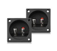 Jectse 2PCS Speaker Terminal Connector, Press Fit Gold Plated Pure Copper Binding Posts with 3MM Thick ABS Panel, for DIY Speaker System Amplifier Installation