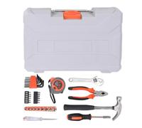 Jectse 35pcs Automotive and Household Tool Kit, Made of Chrome Vanadium Steel, Basic Tools for Home Repairs with Sturdy Blow-Molded Toolbox, Easy Storage and Carry (8035 Orange)
