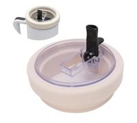 Jectse 40oz Tumbler Flip Straw Lid Replacement Fit for STANLEY, Transparent ABS + White Silicone, Visible From the Inside, Leak Proof Detachable