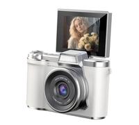 Jectse 48MP Mirrorless Camera, 1080P Digital Camera with 2.4inch Flip Screen, Auto Focus 8X Zoom for Travel Photography Live Streaming (White)