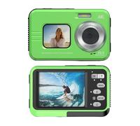 Jectse 4K 48MP Water Proof Camera, Autofocus Dual Screen Digital Camera with 32GB Card, Fill Light for Snorkeling (Green)