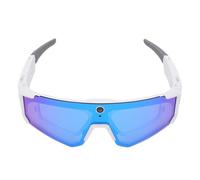 Jectse 4K AI Smart Cycling Glasses with 8MP Camera, Bluetooth Sports Goggles, EIS Stabilization, Hands Free Video Recording, IP54 Water Proof, for Skiing Biking Hiking (White Blue)