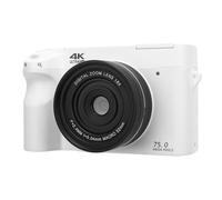 Jectse 4K Digital Camera, 75MP UHD 3 Inch LCD Screen Point and Shoot Camara with Flash, 18X Digital Zoom Compact Vlog Travel Camara for Photography (White)