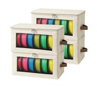Jectse 4pcs Foldable 3D Filament Storage Box 3D Printer Filament Holder Printing Organizer Oxford Fabric for 24 Rolls of Yarn Toys Crafts (Beige)
