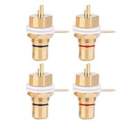 Jectse 4PCS Gold Plated Female Phono Panel Mount Chassis Socket Plug Jack Connector, for Amplifier Audio Terminal Plug, Red Black