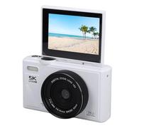 Jectse 5K Mirrorless Camera, 75MP Retro Digital Camera with 18X Optical Zoom Auto Focus 3 Inch Flip Screen Multi Stabilization, for Travel Wildlife Photography Content Creators (White)