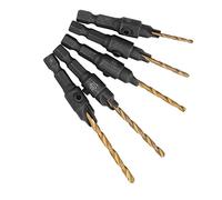 Jectse 5Pcs Countersink Drill Bit Set Kit for Woodworking with Self Starting Point Adjustable Anti Sleeve Depth for Wood, Plastic, Soft Metal