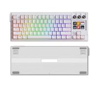 Jectse 78 Keys Mechanical Keyboard, RGB Backlit Hot Swappable Red Switch with Programmable Knob and Adjustable Footrest, for Gaming Typing and Programming (White)