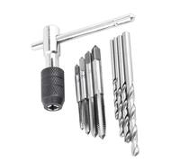 Jectse 9pcs Set Screw Taps & T Shaped Wrench & Twist Drill Bits Threading Tapping Hand Tool Kit for Handyman