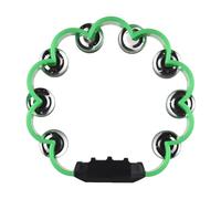 Jectse Adults Pleasant Jingle Sound Tambourine Lightweight ABS Material Double Jingles for Bands Orchestras, Black/Red/Blue/Green (Green)