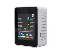Jectse Air Quality Monitor for Greenhouse in Home Office, Multifunctional Inner Gate Tester with Color Screen for Real -time Data Display (MT07WT White)