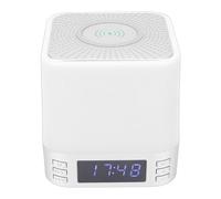 Jectse Alarm Clock Speaker Wireless Charger, Ambient Night Light White Noise Machine, Sleep Sound Timer Therapy for Kids Adults Sleeping Bedroom (Silver)