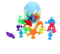 Jectse Bathewückle Toy TPR Plastic Building Set, Children's Suction Bath Toy with a Safe Adsorption, Early Education, Colorful Animal Detection, Suitable for Baby