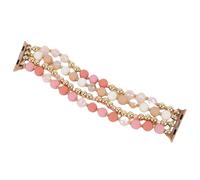 Jectse Beaded Watch Band, Stretch Strap Replacement for 38 40 41 42 44 45 49mm Watches, with Elastic Design for Women Wrist Size 5.3 6.2 Inch (Gold Pinkish)