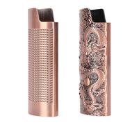 Jectse Beautifully Engraved Dragon and Grill Pattern Metal Lighter Case Set 8cm Long for Party Bar Zinc Alloy Material (Purple Bronze)