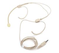 Jectse Beige Binaural Hanging Microphone Lavalier Mic Over Ear Headset Mic Professional Vocal Condenser with 3.5mm Screw Lock Plug for Bodypack Transmitter Stage Lecture