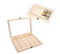 Jectse Camera Film Cassette Organizer, 30 Slots Solid Wood Display Case with Latch, Multi-Purpose Storage Rack, 29.5x21.5x4.5cm, Rustic Style