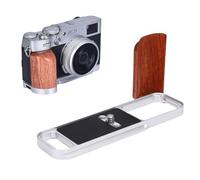 Jectse Camera L Shape Grip, Pear Wood Handle with Plate and Non Slip Pad, for X E5 Camera Aluminum Alloy Handgrip (Silver)