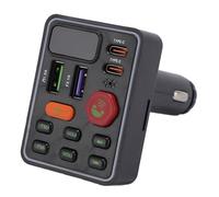 Jectse Car Bluetooth Adapter, Car Charger Wireless FM Radio Transmitter, Elegant Design, Plug and Play, Equipped with Type C and USB Interfaces, for Vehicle DC12V to 24V