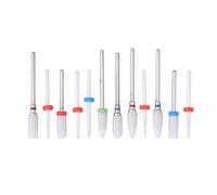 Jectse Ceramic Grinding Drill Bit 10X Durable, & Heat Resistant with Round Design, 12pcs Ceramic Milling Cutter Files for Efficient Nail Care