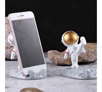 Jectse Cute Astronaut Tablet Stand Hand Trimmed Cartoon Bracket for Home Office Decor Synthetic Resin for Modern Minimalist Style (Kung Fu Astronaut Cell Phone Bracket (Silver))