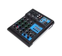 Jectse DJ Audio Mixer, Professional 4 Channel Sound Mixer with Dual UHF Wireless Microphones, RGB DJ Sound Board Mixing Console with Bluetooth and USB for Karaoke Party