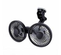 Jectse Dual Head Car Fan Rechargeable 3600mAh Battery Cordless 360 Adjustable Dual Headed Cooling Fan with 4 Inch Suction Cup for Truck RV SUV Van Dashboard (Black)