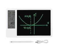 Jectse Electronic Desktop Calendar, 9.5inch Rechargeable Writing Notepad with Digital Clock Date Time Week Indoor Temperature Display, Desktop Calendar Drawing Pad for Office Home (White)