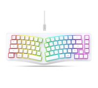 Jectse Ergonomic Split Keyboard, Wired 69 Key with 18 Modes RGB Backlit Keyboard for Computer, Comfortable Keycaps, Shared Spaces, Split Design for Comfort Typing (White)