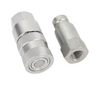 Jectse Flat Face Hydraulic Quick Couplers Strong Couplings with Locking Socket - 1/4in NPT Set for Logging Industry