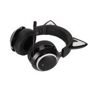 Jectse Gaming Headset, RGB Cat Ear Headphone with Retractable Mic 120 Degree Noise Cancelling, Wired Wireless Over Ear Headphones with 3D Surround Sound, for Laptops PCs (Black)