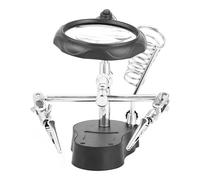 Jectse Helping Hand with LED Light, Adjustable Magnifying Lens Soldering Station, Third Hand Solder Auxiliary Clamp, Soldering Magnifier for Precision Work