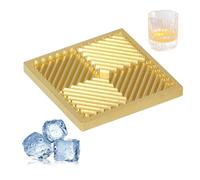Jectse Ice Stamp Tray for Cocktails & Whiskey, Brass Ice Cube Imprinter for Clear Ice Cubes, Ice Press Craft Modern Ice Stamps (A03)