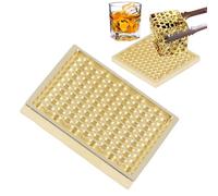 Jectse Ice Stamp Tray for Cocktails & Whiskey, Brass Ice Cube Imprinter for Clear Ice Cubes, Ice Press Craft Modern Ice Stamps (A01)