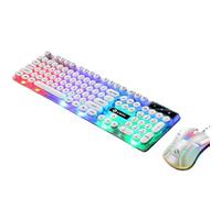Jectse Keyboard Mouse Combo, Punk Retro Keycaps USB Wired Colorful Backlit Gaming Keyboard and Mouse, with Drain Hole and Ergonomic Design, for Laptop PC (White Punk Set)