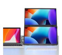 Jectse Laptop Screen Extender, 15.6 Inch 1080P 360° Foldable Dual Monitors, HDMI USB C Stacked Triple Portable Monitor for Laptop, 60Hz 16:9 Travel Extended Computer Display