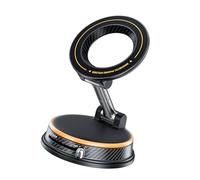 Jectse Magnetic Car Phone Holder, 360° Adjustable Phone Mount with Suction Cup and Vacuum Lock Technology, Super Strong N52 Magnets, for Dashboard Glass Tiles Gym Equipment (Orange)