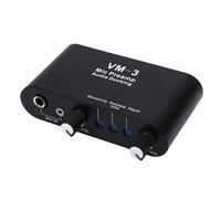 Jectse Microphone Preamp, 36dB Adjustable Gain Mic Preamplifier with 3.5mm & 6.35mm Interface Electronic Stereo Preamplifier for Dynamic Condenser Ribbon Microphones Audio Mixers