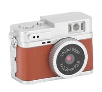 Jectse Mini Keychain Camera, 64GB 1080P FHD Small Retro Digital Camera, Built in LED Light & Filters, 0.96'' HD Screen Portable Micro Video Camcorder for Travel Study Gift (Brown)