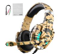 Jectse Over Ear Gaming Headset with LED Light & Mic (Yellow Camo)