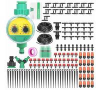 Jectse Plant Watering Drip Irrigation Kit, Drip Irrigation System with Nozzles Misters Drippers, 30M Tubing for Garden Lawn Patio Watering (30m Tube & Timer)