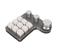 Jectse Programming Macro Keypad, 9 Keys Mechanical Gaming Keyboard with 3 Knobs, RGB Backlit One Handed Macro Custom Keypad for Computer Gaming Software (White)